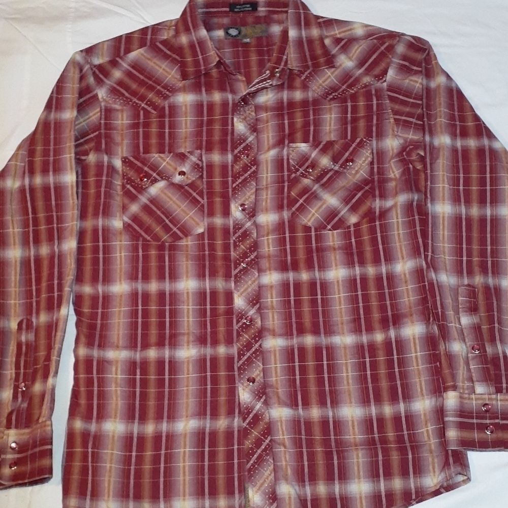 Lamasini Jeans Western Snap Long‎ Sleeve Shirt M